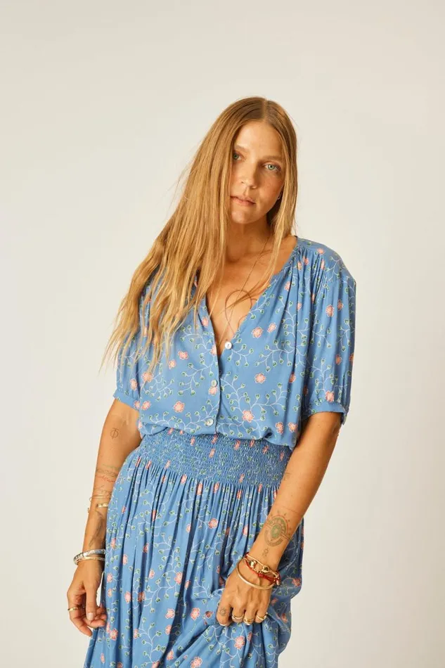 Tops Shop Natalie Martin VIOLET TOP Pinwheel Denim