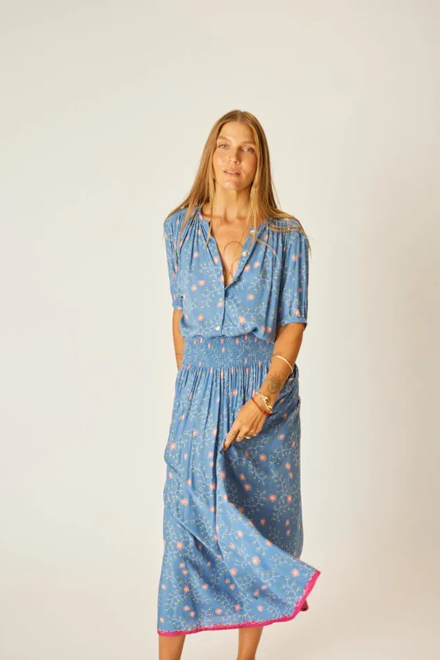 Tops Shop Natalie Martin VIOLET TOP Pinwheel Denim