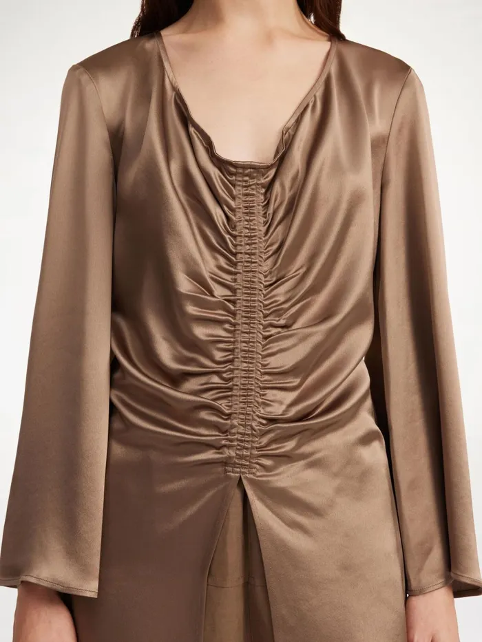 Tops Women By Malene Birger Leviola Blouse Shitake Tops Women By Malene Birger Leviola Blouse Shitake
