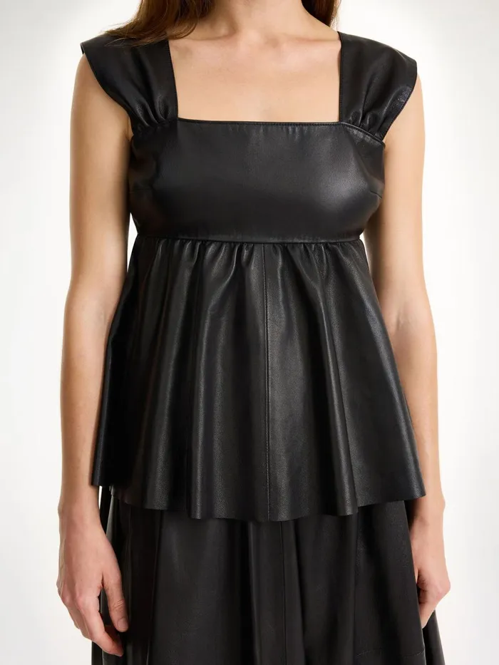Tops Women By Malene Birger Marcie Leather Top Black Tops Women By Malene Birger Marcie Leather Top Black