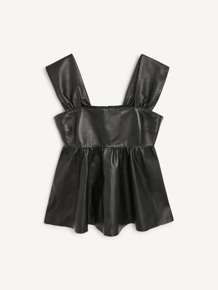 Tops Women By Malene Birger Marcie Leather Top Black Tops Women By Malene Birger Marcie Leather Top Black