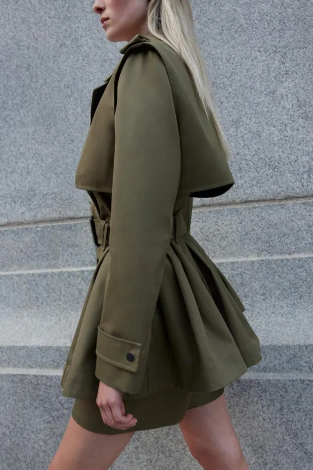Trenches and Raincoats Women Mackage ADVA MidLength Buckled Belt Trench Light Military Trenches and Raincoats Women Mackage ADVA MidLength Buckled Belt Trench Light Military