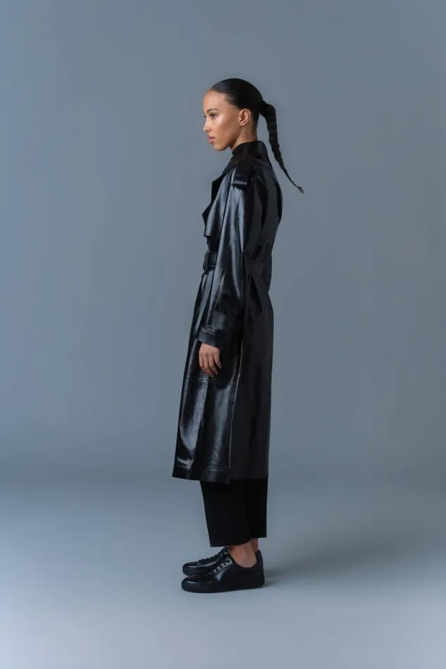 Trenches and Raincoats Women Mackage CARMELA Leather Trench With Belt Garnet