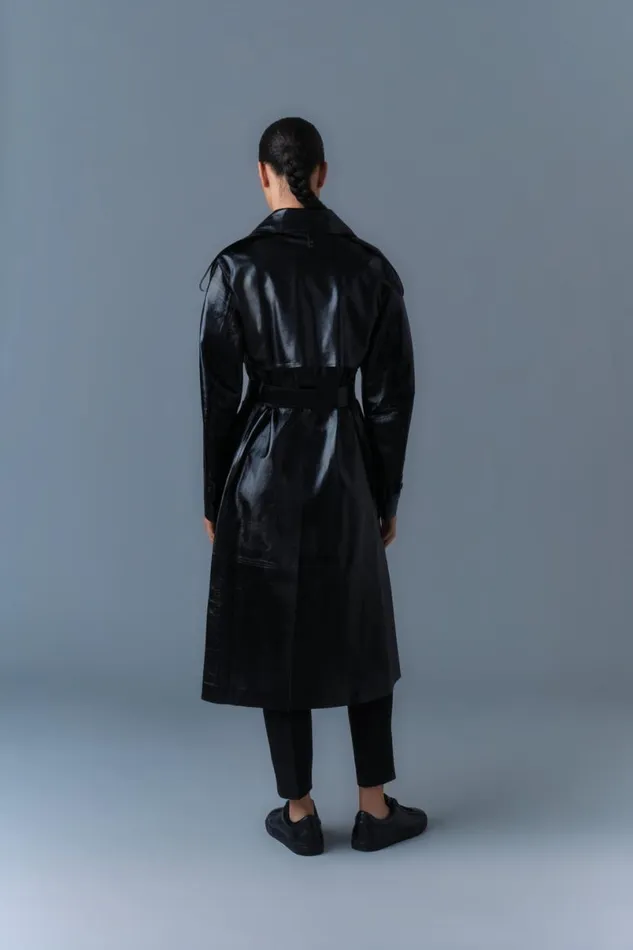 Trenches and Raincoats Women Mackage CARMELA Leather Trench With Belt Garnet