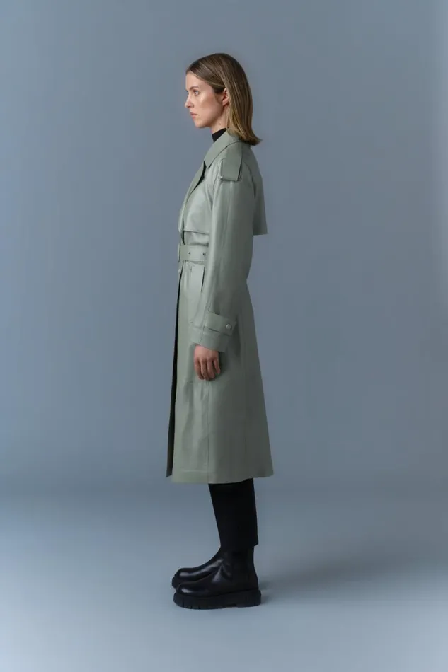 Trenches and Raincoats Women Mackage CARMELA Leather Trench With Belt Garnet