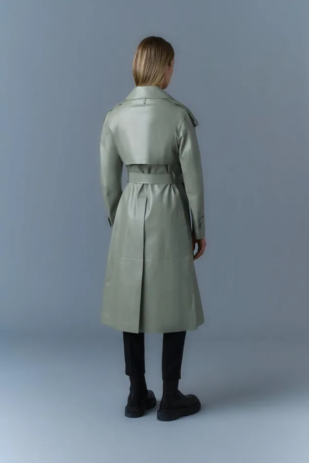 Trenches and Raincoats Women Mackage CARMELA Leather Trench With Belt Garnet