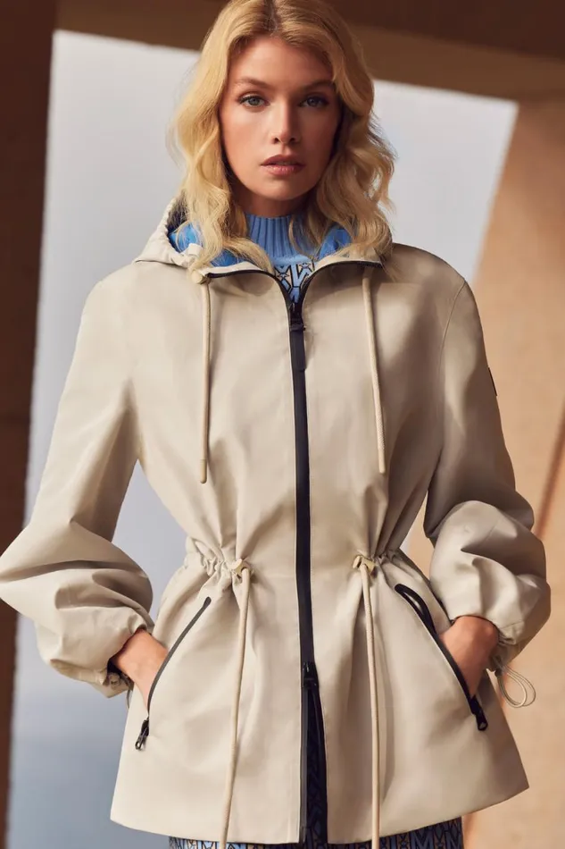 Trenches and Raincoats Women Mackage KALEA Technical Rain Jacket With Drawcord Waist Trenchcelestial Blue
