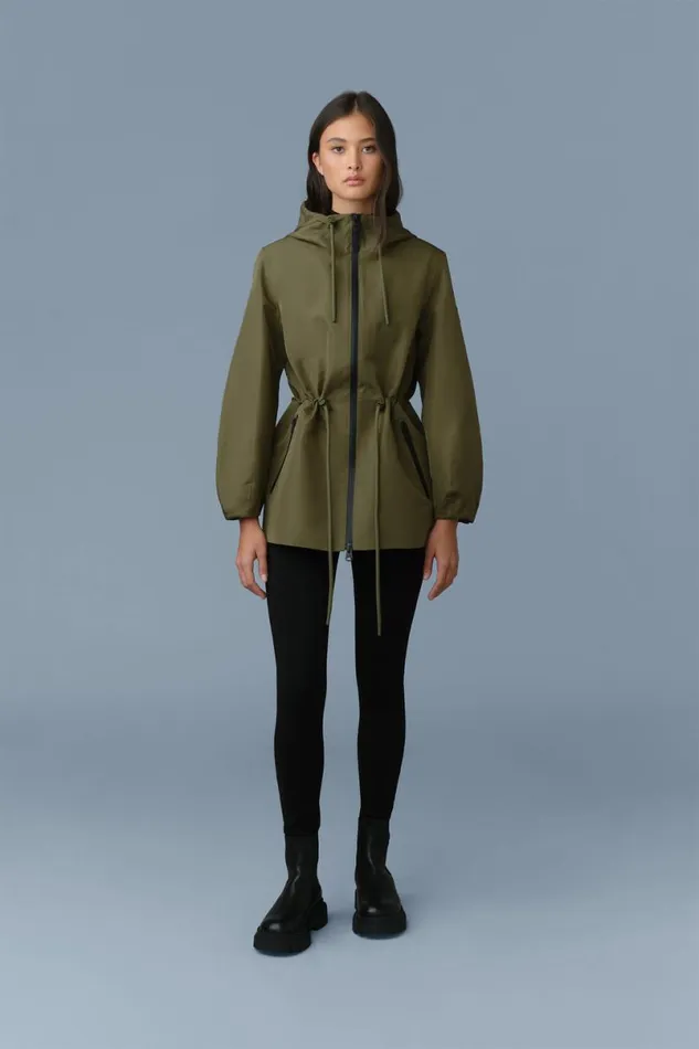 Trenches and Raincoats Women Mackage KALEA Technical Rain Jacket With Drawcord Waist Trenchcelestial Blue