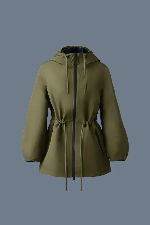 Trenches and Raincoats Women Mackage KALEA Technical Rain Jacket With Drawcord Waist Trenchcelestial Blue