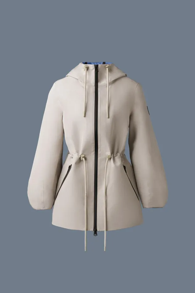Trenches and Raincoats Women Mackage KALEA Technical Rain Jacket With Drawcord Waist Trenchcelestial Blue