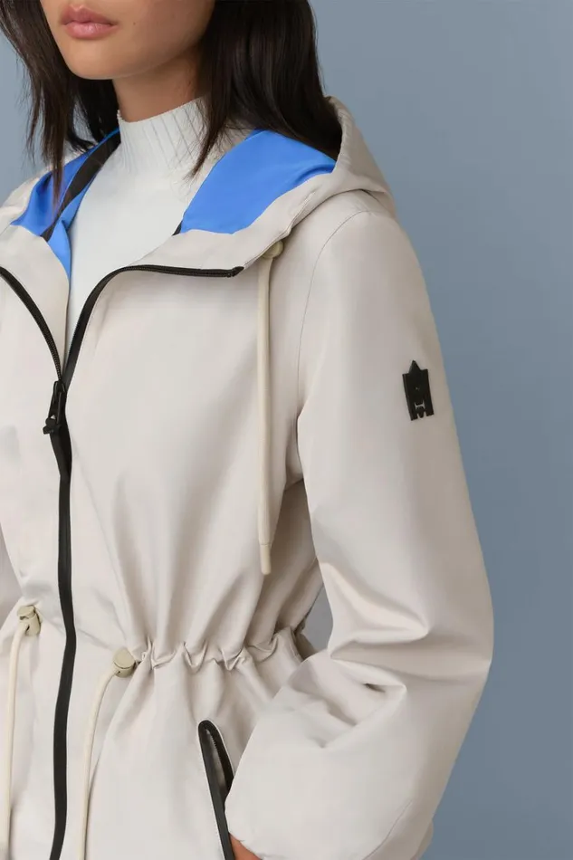 Trenches and Raincoats Women Mackage KALEA Technical Rain Jacket With Drawcord Waist Trenchcelestial Blue