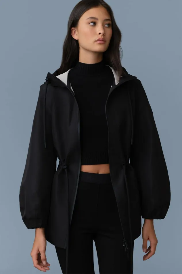 Trenches and Raincoats Women Mackage KALEA Technical Rain Jacket With Drawcord Waist Trenchcelestial Blue