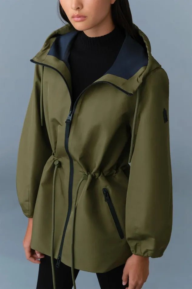 Trenches and Raincoats Women Mackage KALEA Technical Rain Jacket With Drawcord Waist Trenchcelestial Blue