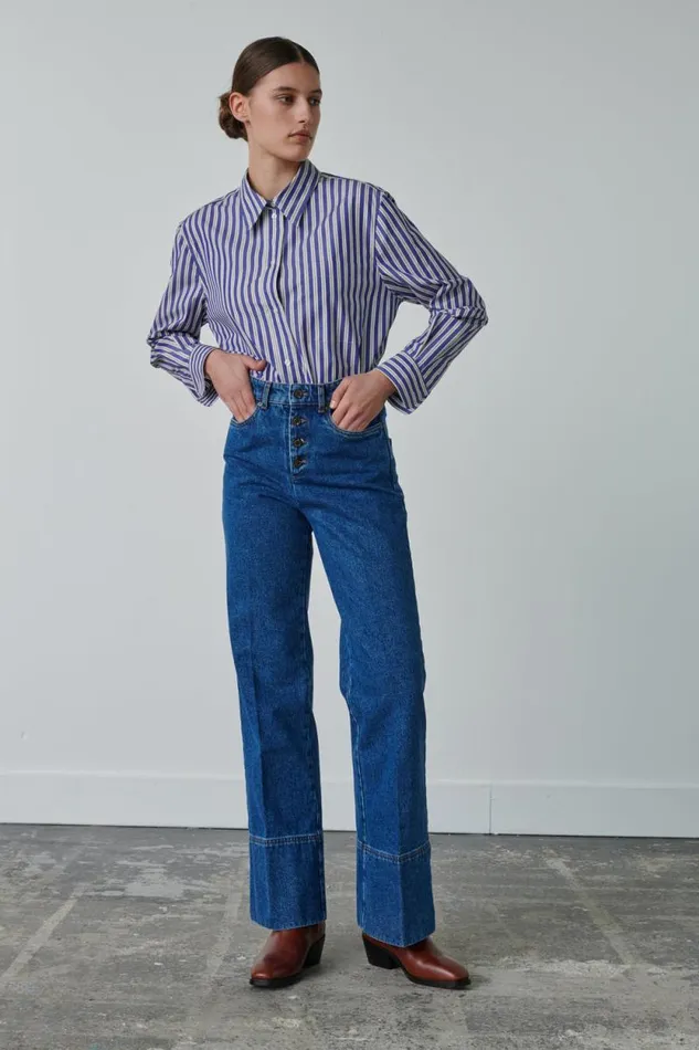 Trousers Women Soeur ARIZONA JEANS Washed Blue Denim