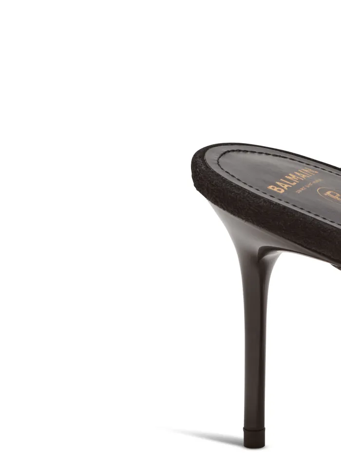 Uma Mules In Suede Leather Black Women Balmain High Heels and Pumps