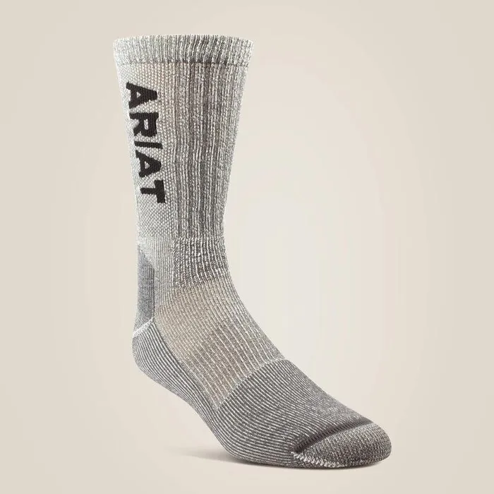Unisex Socks Ariat Lightweight Merino Wool Blend Steel Toe Work Sock Brown