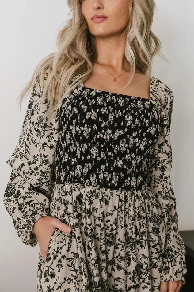 Vanessa Smocked Floral Dress Black Women Bohme Dresses