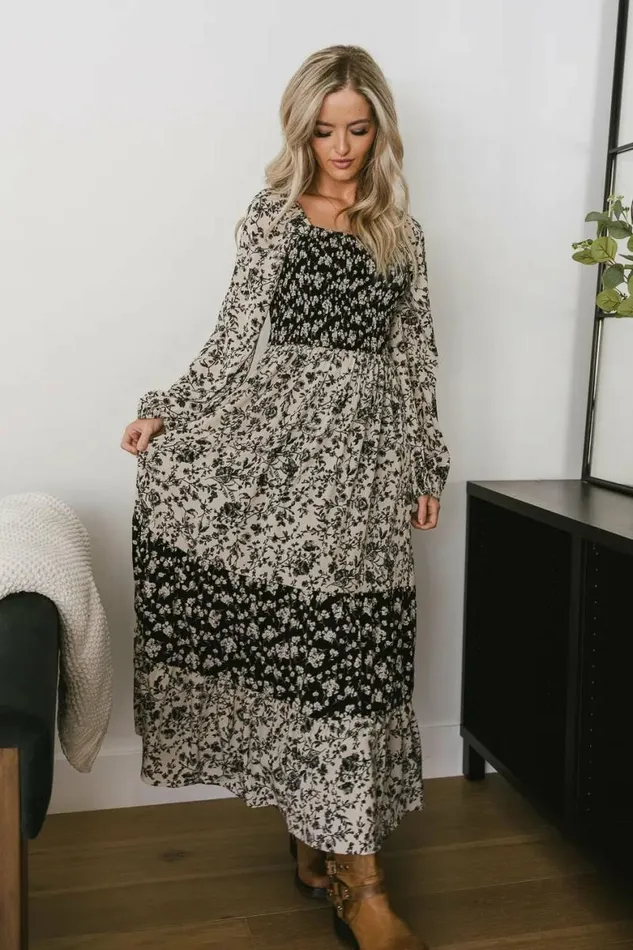 Vanessa Smocked Floral Dress Black Women Bohme Dresses