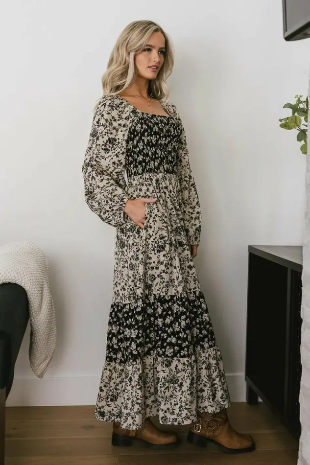 Vanessa Smocked Floral Dress Black Women Bohme Dresses