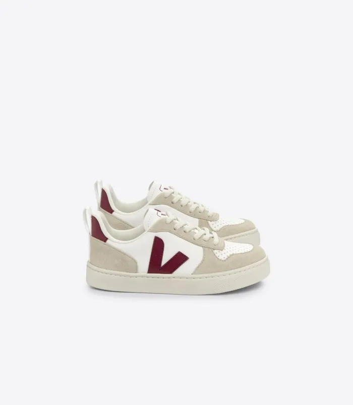 VEJA V10 Kids V10 LACES LEATHER WHITE MARSALA ALMOND