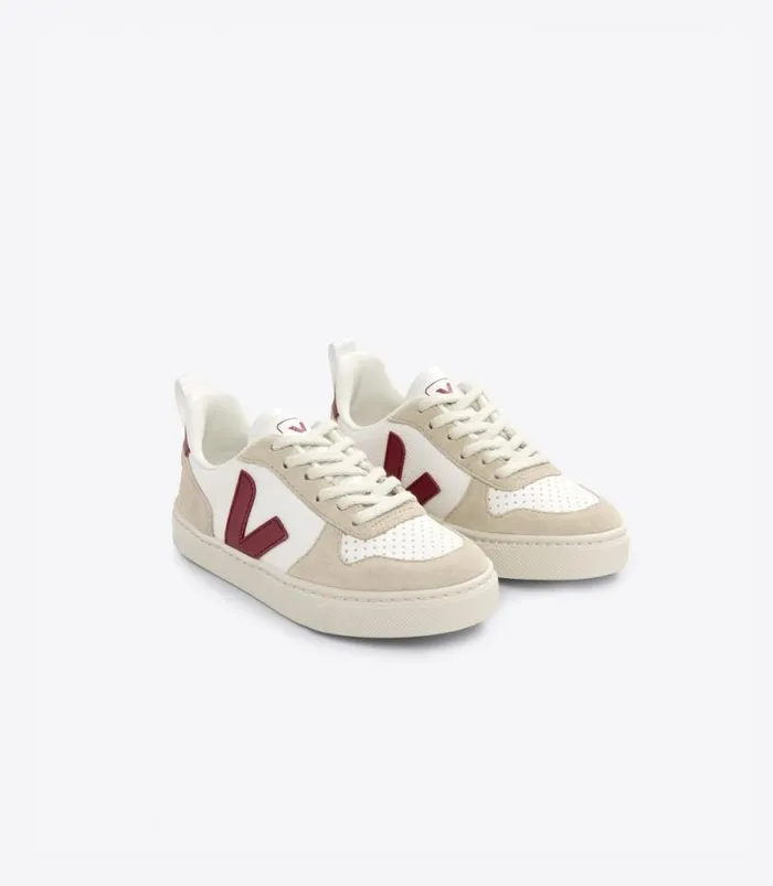 VEJA V10 Kids V10 LACES LEATHER WHITE MARSALA ALMOND