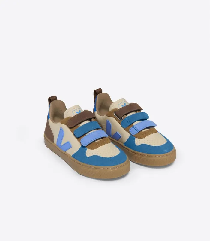 VEJA V10 Kids V10 LEATHER CREMA MULTICO AQUA