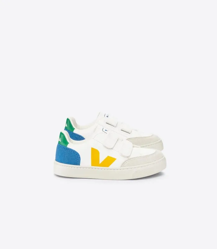VEJA V12 Kids V12 LEATHER WHITE MULTICO INDIGO