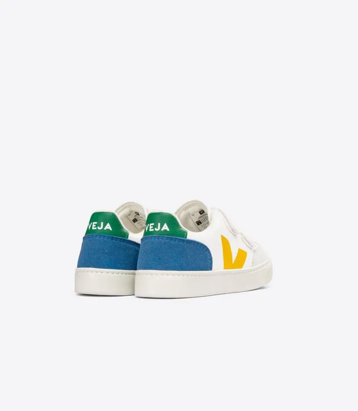 VEJA V12 Kids V12 LEATHER WHITE MULTICO INDIGO
