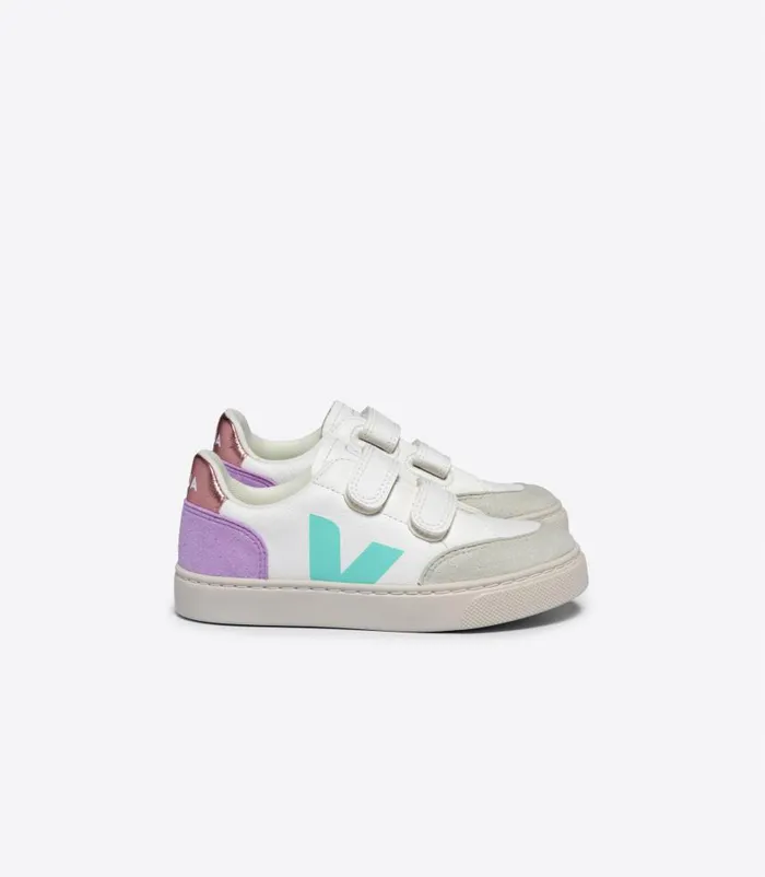 VEJA V12 Kids V12 LEATHER WHITE MULTICO ORCHID