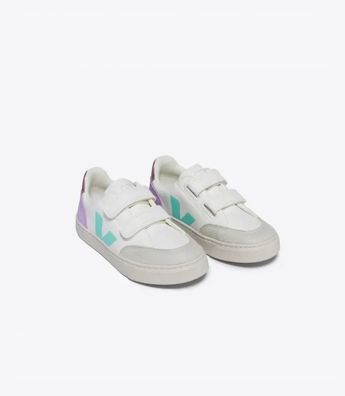VEJA V12 Kids V12 LEATHER WHITE MULTICO ORCHID
