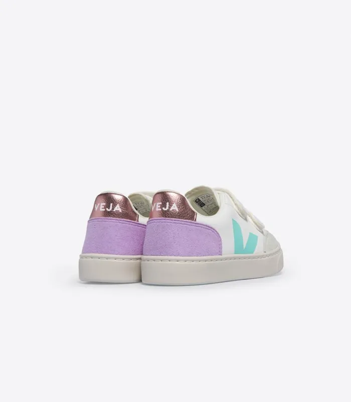 VEJA V12 Kids V12 LEATHER WHITE MULTICO ORCHID