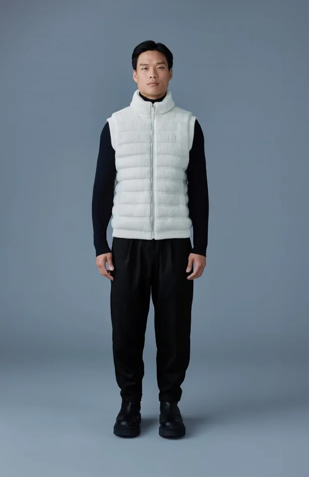 Vests Men Mackage ALAN Cashmere Light Down Vest Carbon Mix Vests Men Mackage ALAN Cashmere Light Down Vest Carbon Mix