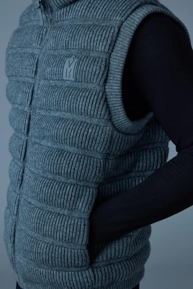 Vests Men Mackage ALAN Cashmere Light Down Vest Carbon Mix Vests Men Mackage ALAN Cashmere Light Down Vest Carbon Mix