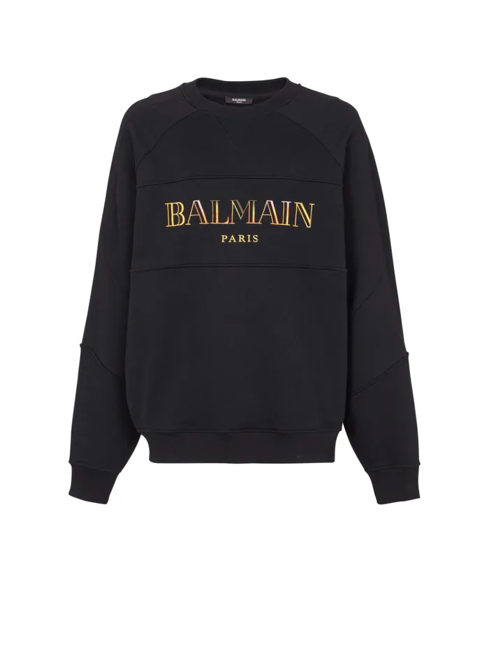 Vintage Embroidered Oversized Sweatshirt Black Men Balmain Sweatshirts