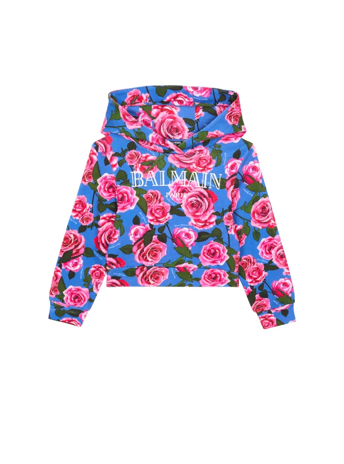Vintage Printed Hoodie Multicolor Kids Balmain