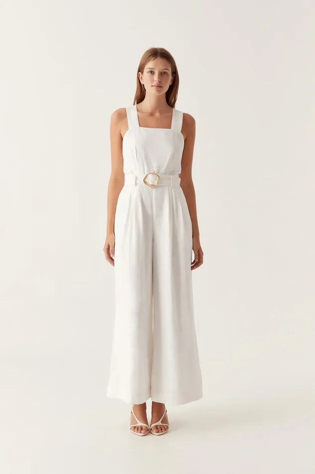 Vista Cross Back Pocket Jumpsuit Ivory Women Aje Jumpsuits 038 Playsuits