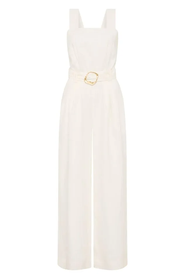 Vista Cross Back Pocket Jumpsuit Ivory Women Aje Jumpsuits 038 Playsuits