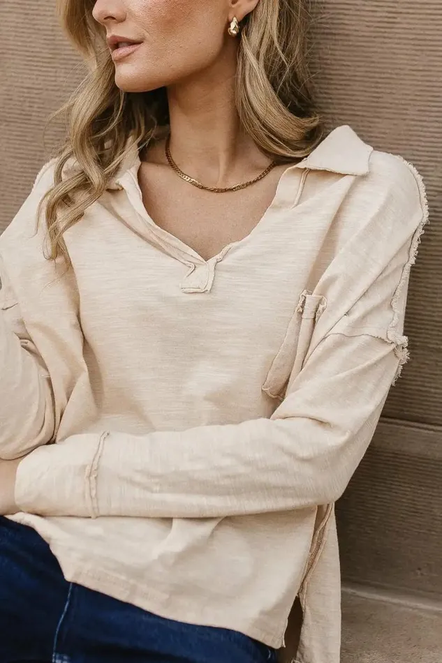 Vittoria Oversized Top In Natural Natural Women Bohme Tees and Tanks