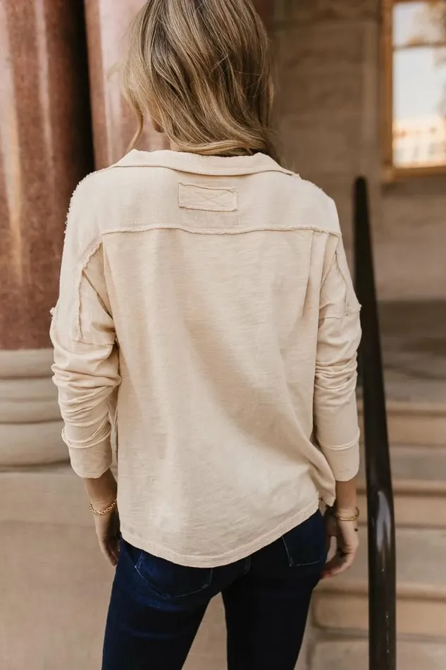 Vittoria Oversized Top In Natural Natural Women Bohme Tees and Tanks