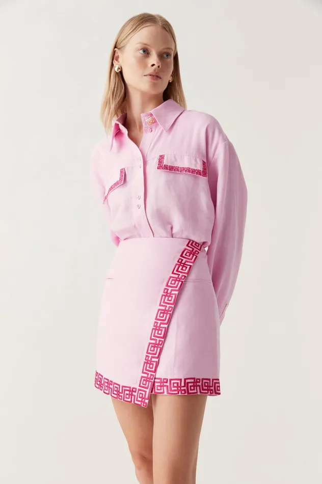 Voyager Embroidered Mini Skirt Sweet Pinkbrilliant Pink Women Aje Skirts