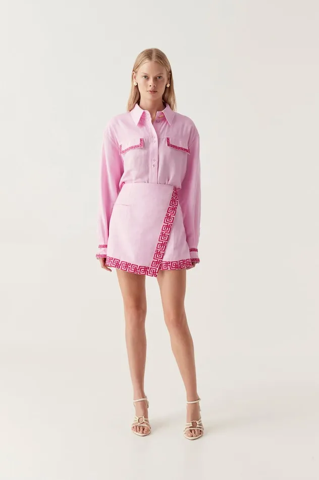 Voyager Embroidered Mini Skirt Sweet Pinkbrilliant Pink Women Aje Skirts