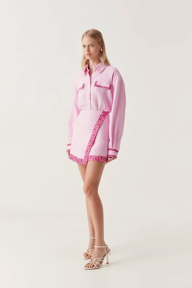 Voyager Embroidered Mini Skirt Sweet Pinkbrilliant Pink Women Aje Skirts