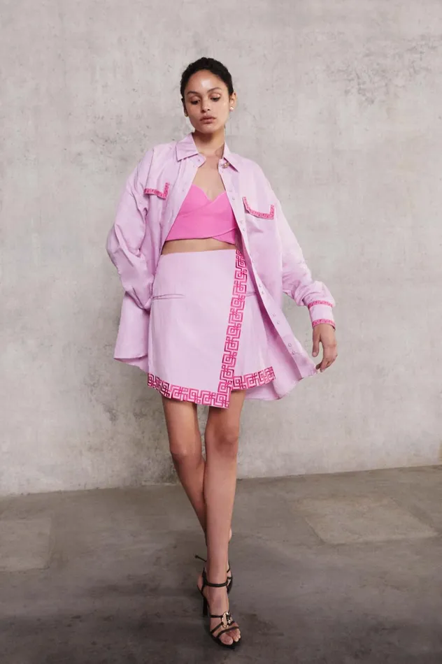Voyager Embroidered Mini Skirt Sweet Pinkbrilliant Pink Women Aje Skirts