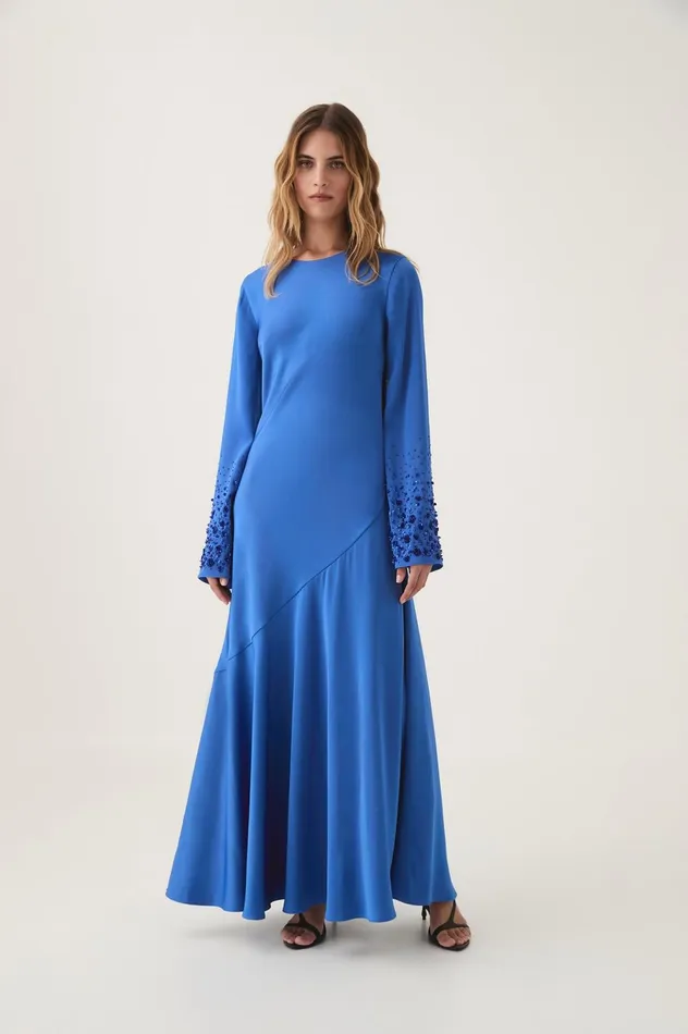 Weylyn Sequin Cuff Maxi Dress Cobalt Blue Women Aje Maxi Dresses