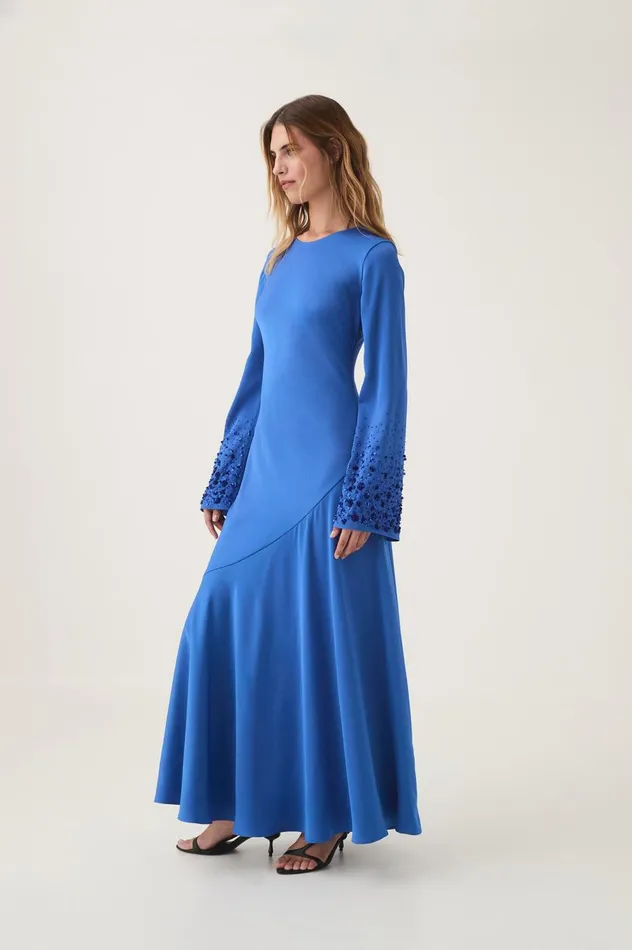 Weylyn Sequin Cuff Maxi Dress Cobalt Blue Women Aje Maxi Dresses