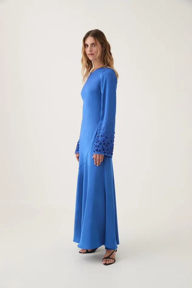 Weylyn Sequin Cuff Maxi Dress Cobalt Blue Women Aje Maxi Dresses