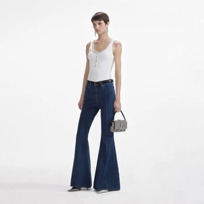 White Ribbed Knit Top Women Self Portrait Tops White Ribbed Knit Top Women Self Portrait Tops