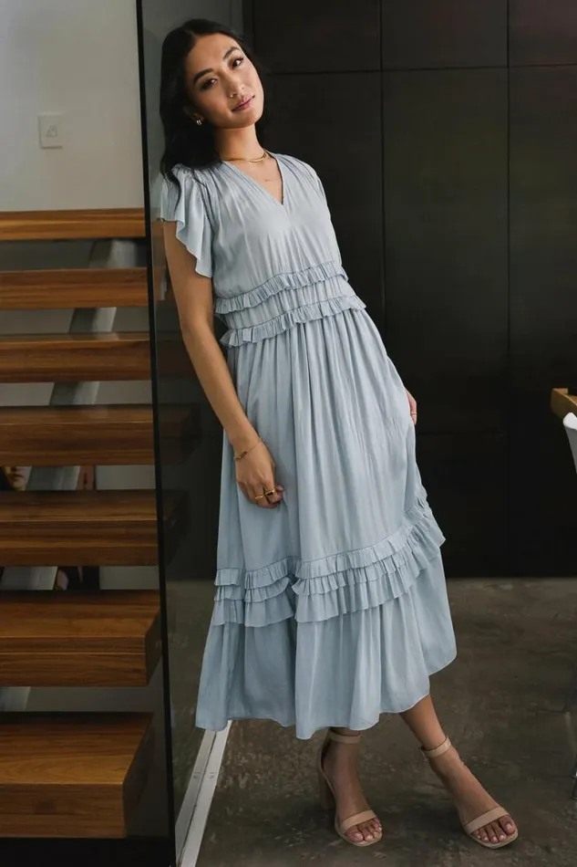 Willa Ruffle Dress In Light Blue Light Blue Women Bohme Dresses