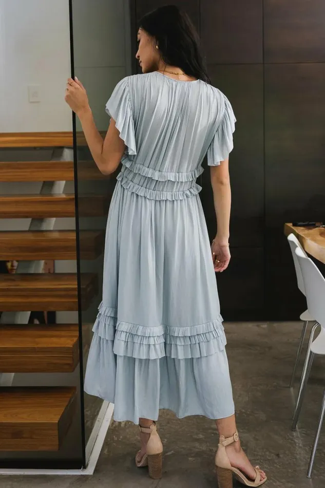 Willa Ruffle Dress In Light Blue Light Blue Women Bohme Dresses
