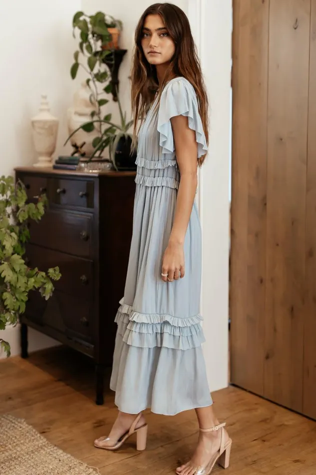 Willa Ruffle Dress In Light Blue Light Blue Women Bohme Dresses